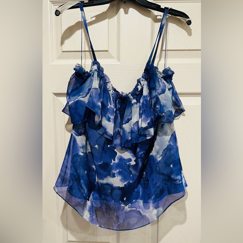 Rebecca Taylor Blue/Gray 100% Silk Tank Top size 8